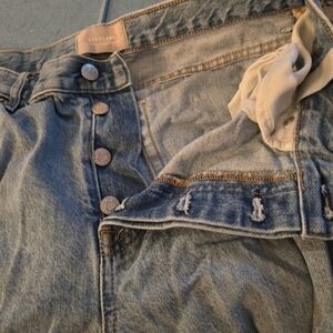 Everlane Jeans Womens 32 Blue High Rise Riged Slouch Button Fly